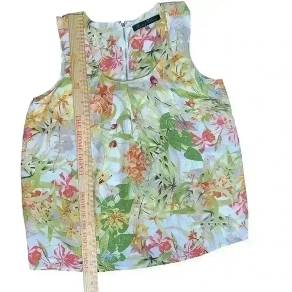 Rose and Olive Floral Sleeveless Blouse. Size M Floral Back Zipper Hawaiian - Picture 7 of 8
